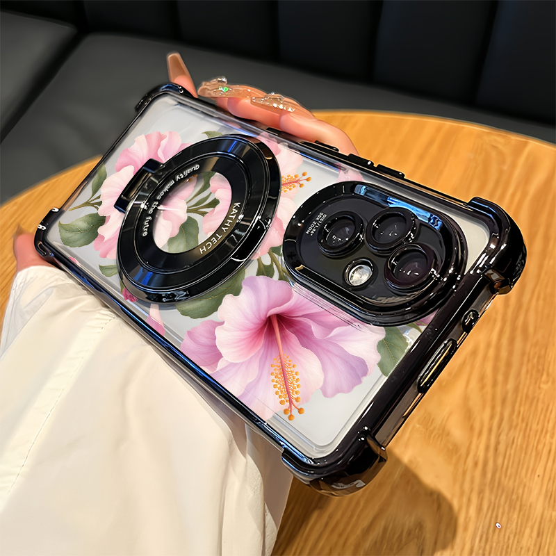 Różowe kwiaty hibiskusa – wzór – Oppo A78 recenzja i cena